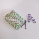 Cute Small Cosmetic Bag Mini Cotton Floral Organizer Bags for Women Make Up Bag Lipstick Makeup Case Zipper Coin Purse Pouch