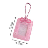 1PC Cartoon Bow Acrylic Hard Card Holder Kawaii Frame 1 inch Photo Card Holder Keychain Card Protctive Case
