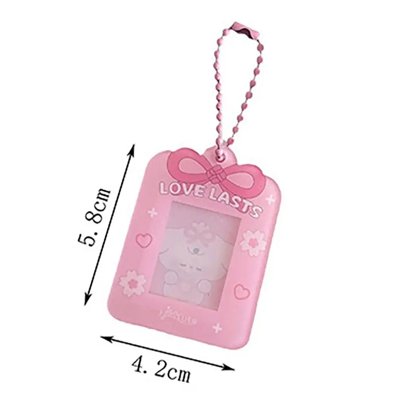 1PC Cartoon Bow Acrylic Hard Card Holder Kawaii Frame 1 inch Photo Card Holder Keychain Card Protctive Case