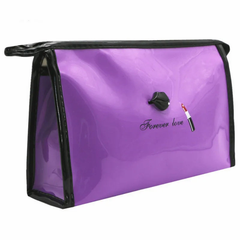 Women's Solid Mirror Leather Fashion Lip Cosmetic Bag For Lady Korean Simple Large Capacity Waterproof Make Up Wash Storage Bags