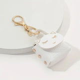 New Womens Cute Cat PU Leather Coin Purse Wallet Keychain Small Coin Pouch Key Ring Fashionable Bag Pendant