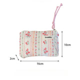 Flower Cotton Women Lipstick Makeup Bag Winter Cute Mini Wallet Travel Storage Bag Zipper Toiletries Cosmetic Clutch Bag