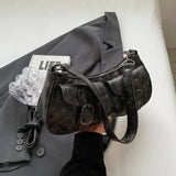 PU Leather Double Pocket Shoulder Bag - Women's Crossbody Handbag