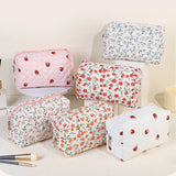 Small Fresh Floral Cosmetic Bags Pink Flower Storage Make Up Bags for Women Lady with Zipper Travel Organizer Makeup Bag Case