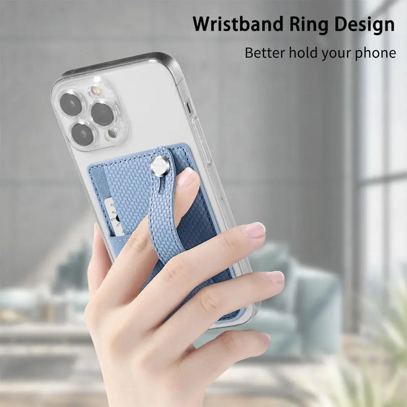 PU Leather Phone Card Bag Multifunctional Adhesive Back Sticker Phone Stand Holder Phone Protective Sleeve Bracket Wallet