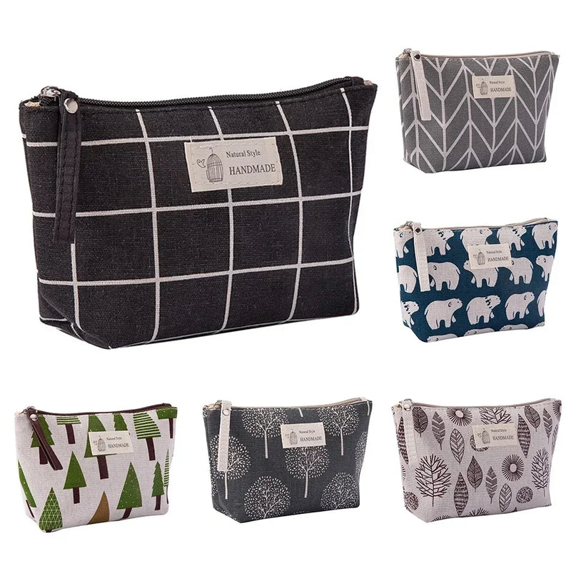 Women Plaid Makeup Bag Small Cosmetic Bag Cosmetics Organizer Zipper Make Up Pencil Case Purse Toiletry Bag Pouch Handbag