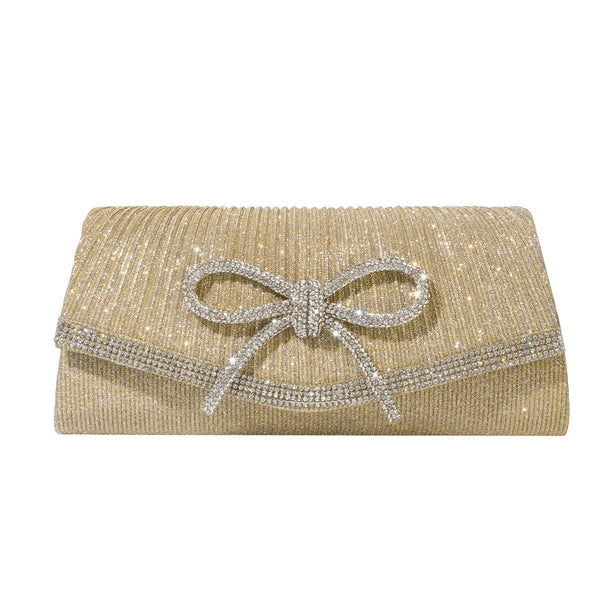 Rhinestone Bow Evening Clutch Bag Sparkly Purse for Women Wedding Prom