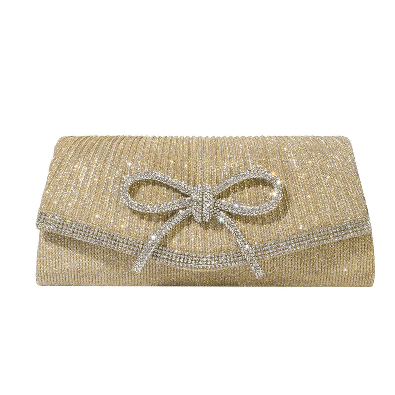 Rhinestone Bow Evening Clutch Bag Sparkly Purse for Women Wedding Prom