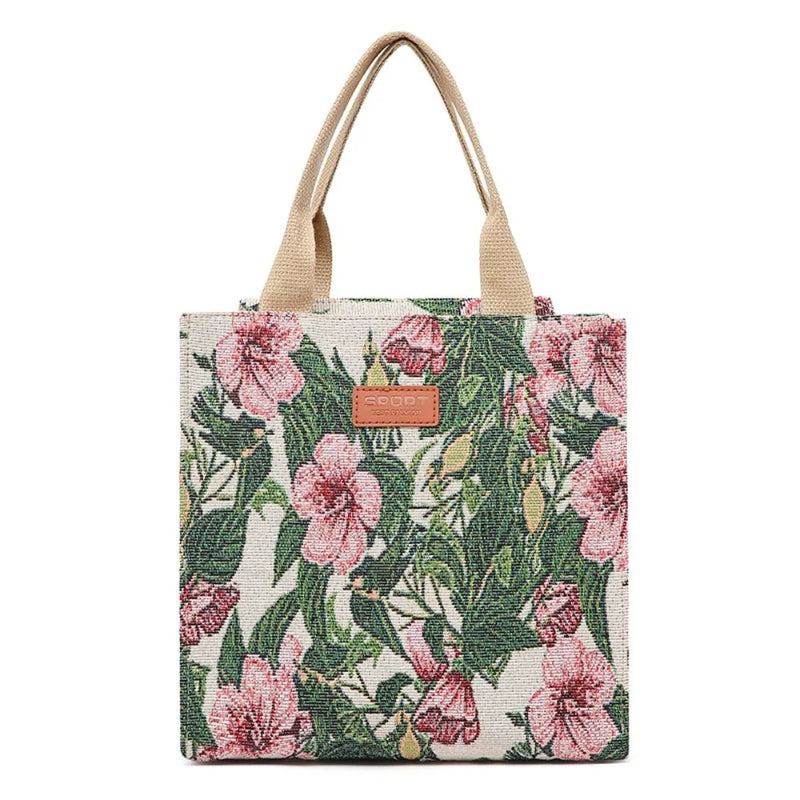 Fashion Handbag Floral Print Lunch Bag Large Capacity Thermal Thickened Thermal Insulation Bag Portable Ice Pack Women