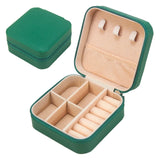 Solid Color Jewelry Organizer Leather Square Small Round Box Ring Earrings Portable Travel Jewelry Storage Lipstick Makeup Bag