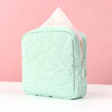 Candy Color Cute Square Cosmetic Bag Women Sanitary Napkin Organizer Clutch Makeup Bag Pouch Portable PU Waterproof Storage Bag