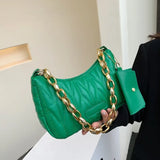 Quilted Crescent Shoulder Bag with Coin Purse