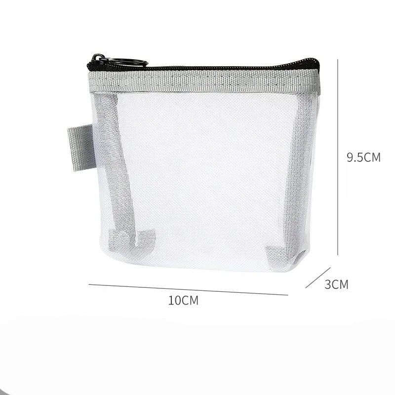 Transparent Mesh Mini Cosmetic Bag Makeup Case Lipstick Storage Bag Portable Key Earphone Data Line Organizer Card Holder Pouch