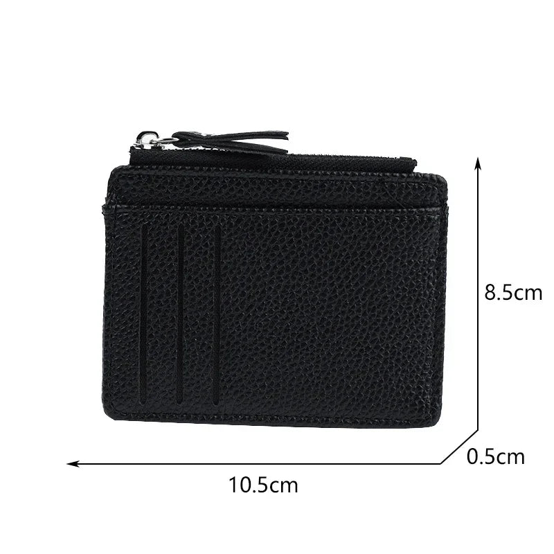 Fashion Mini ID Card Holders Bags Men/Women Business Credit Card Holder PU Leather Slim Bank Card Case Organizer Wallet Zipper