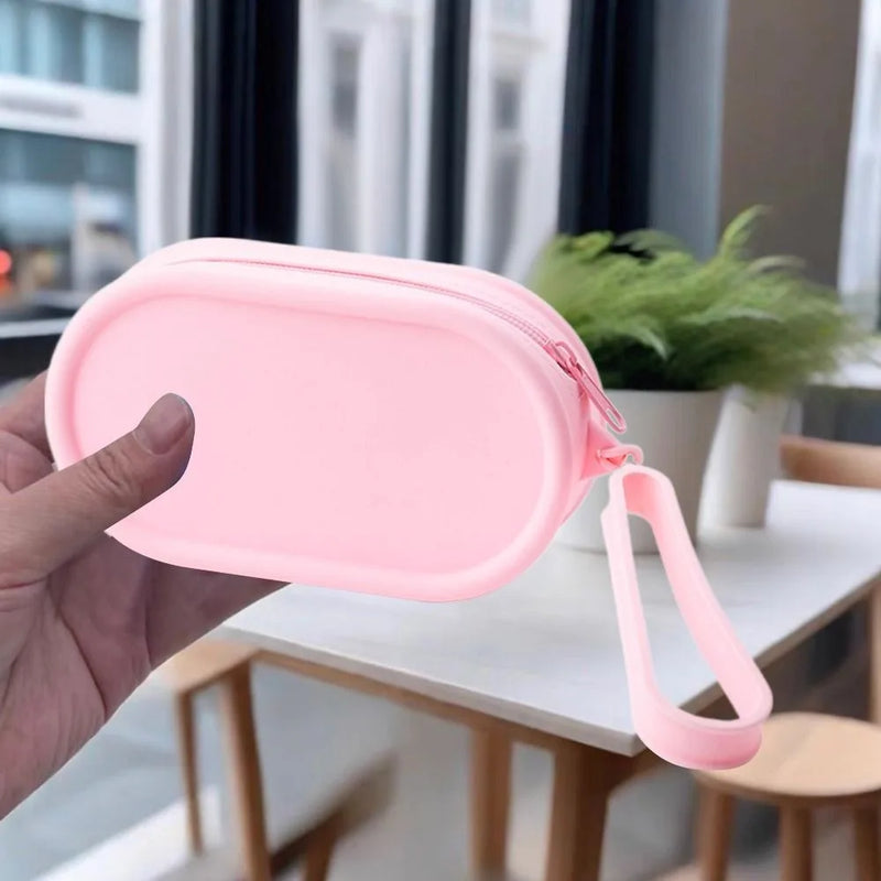 Portable Silicone Coin Purse Waterproof Large Capacity Earphone Bag Zipper Solid Color Travel Pouch Cosmetic Bag