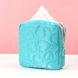 Candy Color Cute Square Cosmetic Bag Women Sanitary Napkin Organizer Clutch Makeup Bag Pouch Portable PU Waterproof Storage Bag