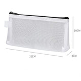 Gray Black Makeup Case Large Capacity Mesh Transparent Cosmetic Brush Bags Students Solid Color Zipper Nylon Pencil Case