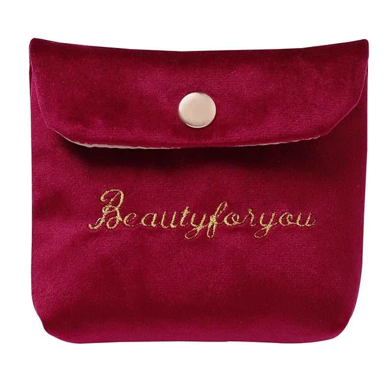 Women Girl Velvet Cute Small Cosmetic Bag Travel Napkin Sanitary Pad Lipstick Organizer Bag Purse Pouch Makeup Bags Case Pouch