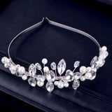 "Aleena" - Silver Pearl and Crystal Bridal Headband