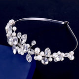 "Aleena" - Silver Pearl and Crystal Bridal Headband