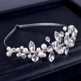 "Aleena" - Silver Pearl and Crystal Bridal Headband