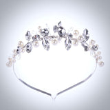 "Aleena" - Silver Pearl and Crystal Bridal Headband