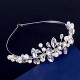 "Aleena" - Silver Pearl and Crystal Bridal Headband