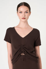 Short Sleeve Top in Brown