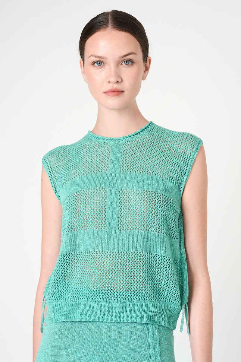 Luxe Sleeveless Top in Aqua