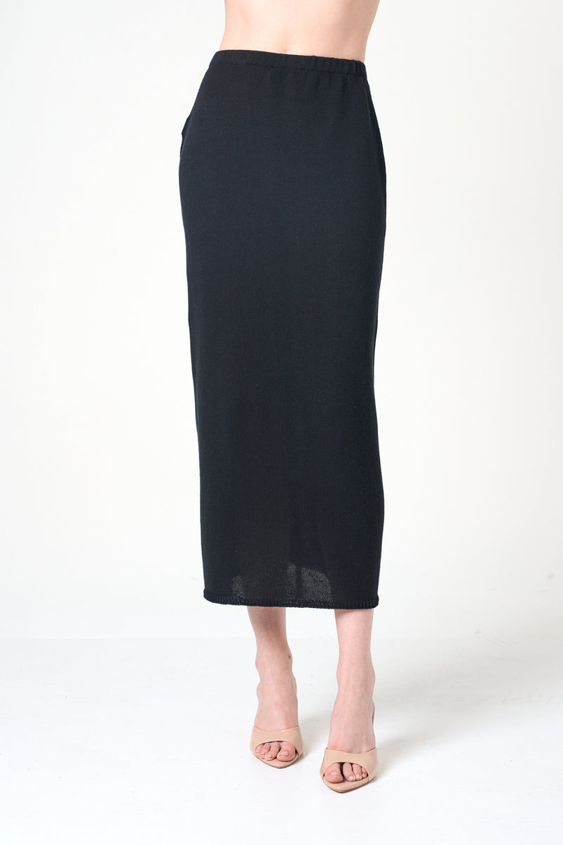 Midi Pencil Skirt in Black